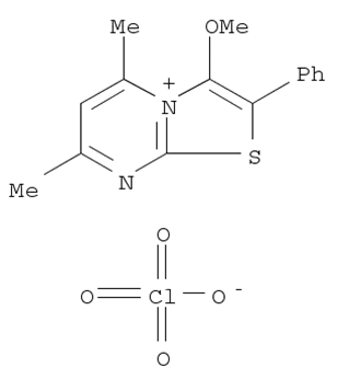 91916-14-2,3-methoxy-5,7-dimethyl-2-phenyl[1,3]thiazolo[3,2-a]pyrimidin-4-ium perchlorate,Thiazolo(3,2-a)pyrimidin-4-ium, 5,7-dimethyl-3-methoxy-2-phenyl, perchlorate;9-methoxy-2,4-dimethyl-8-phenyl-7-thia-5-aza-1-azoniabicyclo[4.3.0]nona-1,3,5,8-tetraene perchlorate;